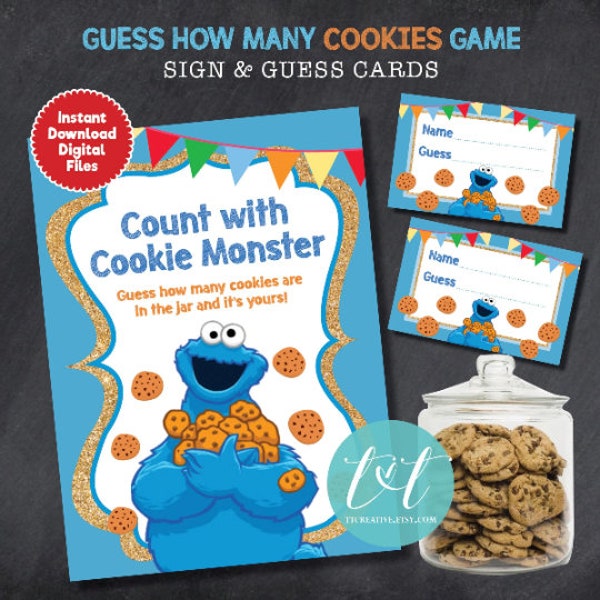 Guess how many COOKIES are in the Jar GAME Sign & Cards  | Instant Download Digital Files