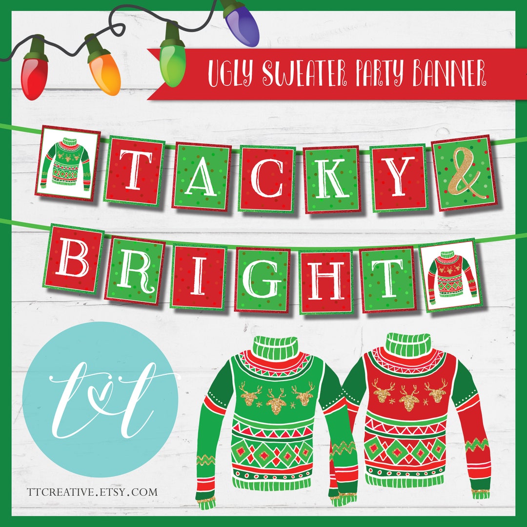 UGLY SWEATER Party BANNER Instant Digital Download tacky & Bright - Etsy