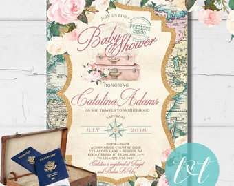 TRAVEL BABY Shower Invite, "Precious Cargo" Baby Shower Invitation 5"x7" | DIGITAL File Only