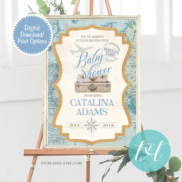 TRAVEL BABY SHOWER Poster, Precious Cargo Baby Shower Welcome Poster 24" x 36" | Digital File Only