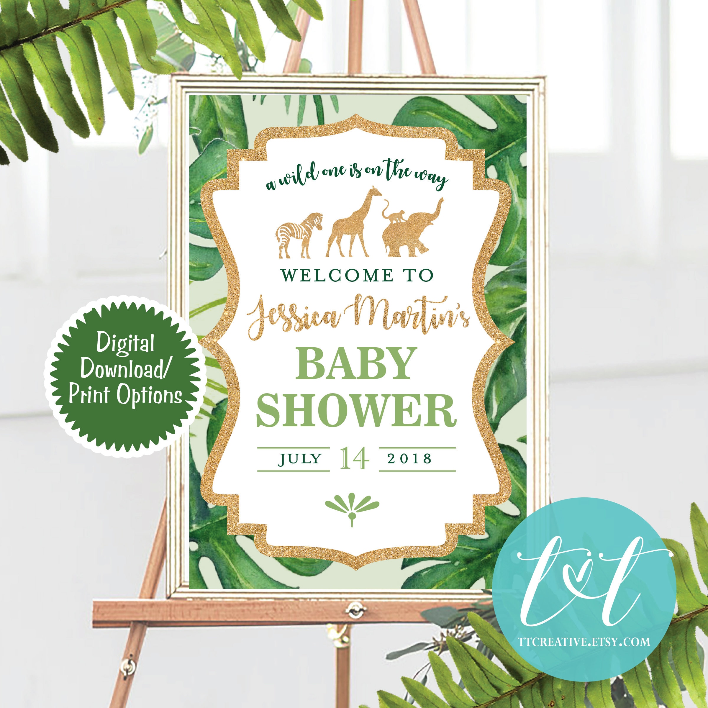 SAFARI BABY SHOWER Poster 24 x 36 Modern Etsy