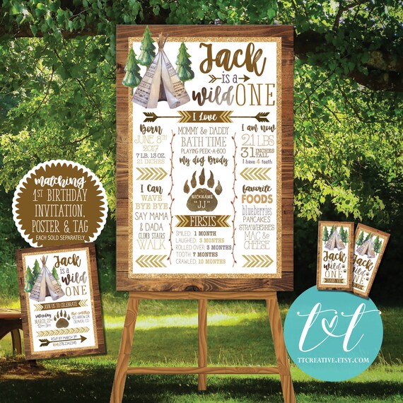 Wild One First Birthday Chalkboard Sign