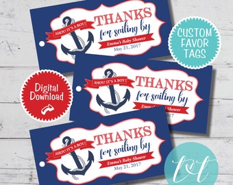 Nautical Baby Shower Ahoy It's a Boy Baby Shower Favor Tag