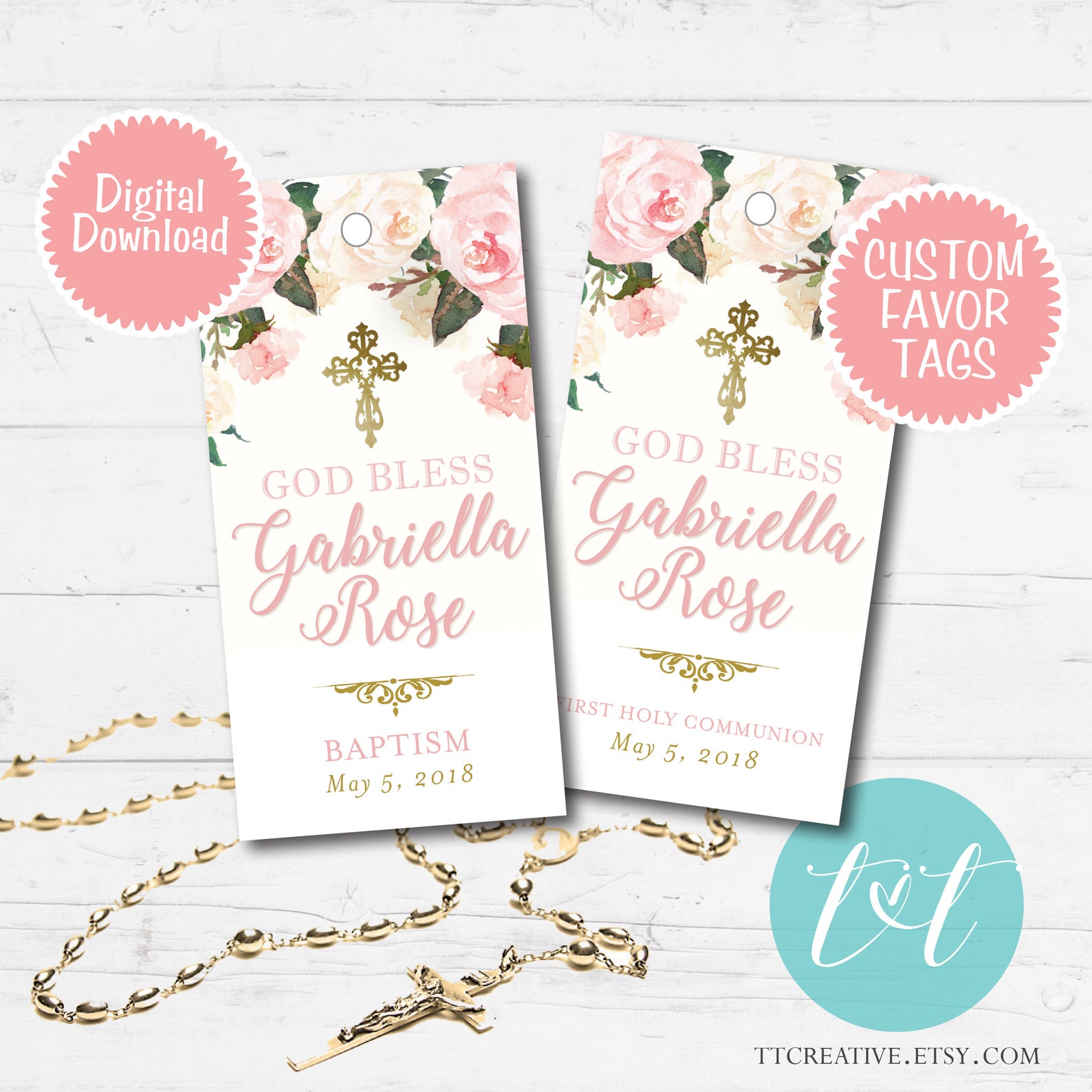 God Bless Baptism Favor Tags 3.5 x 1.75 Custom | Etsy