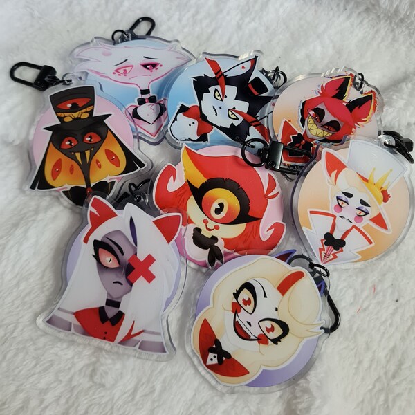 Hazbin Hotel Double-sided Charms || Charlie || Vaggie || Angel Dust || Husk || Alastor || Lucifer || Sir Pentious || Niffty ||