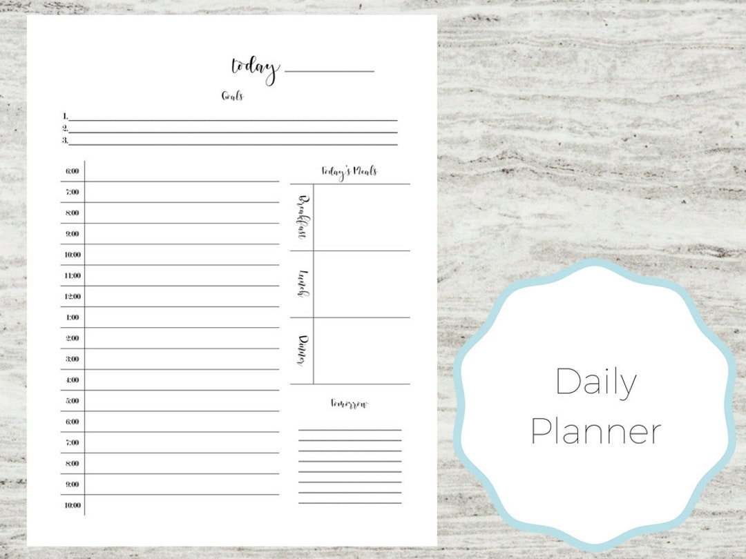 Daily Planner Agenda Printable Daily Calendar Printable Daily