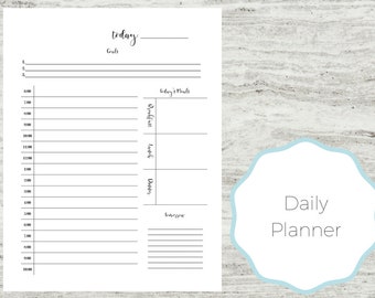 Daily Planner | Agenda Printable | Daily Calendar Printable | Daily Organizer | Day Planner | One Day Planner | Daily Calendar Printable