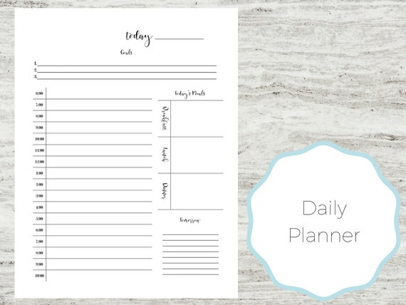 Daily Planner Agenda Printable Daily Calendar Printable Daily Organizer Day  Planner One Day Planner Daily Calendar Printable - Etsy