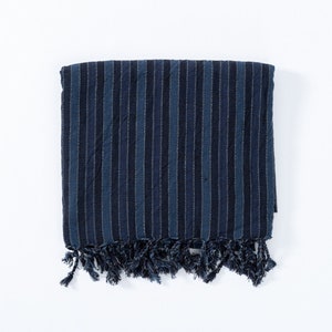 Linen Navy Throw, Navy Beach Blanket, Blue Striped Linen Shawl, Turkish Bath Towel, Linen Bath Towel, Linen Tablecloth, Bachelorette Gift