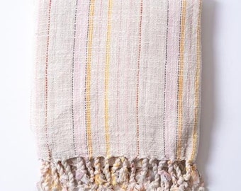 Pastel Color Bath Towel, Handwoven Thin Striped Throw, Soft Cotton Turkish Towel, Bridesmaid Gift, Cute Minimalist Towel, White Beach Towel