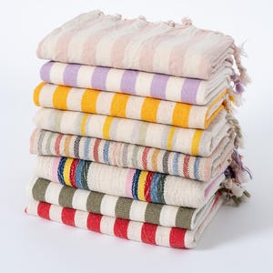 Ensemble de serviettes turc à personnaliser, essuie-mains en lin et coton, torchon coloré, torchon à rayures, essuie-mains léger, essuie-mains turc image 5