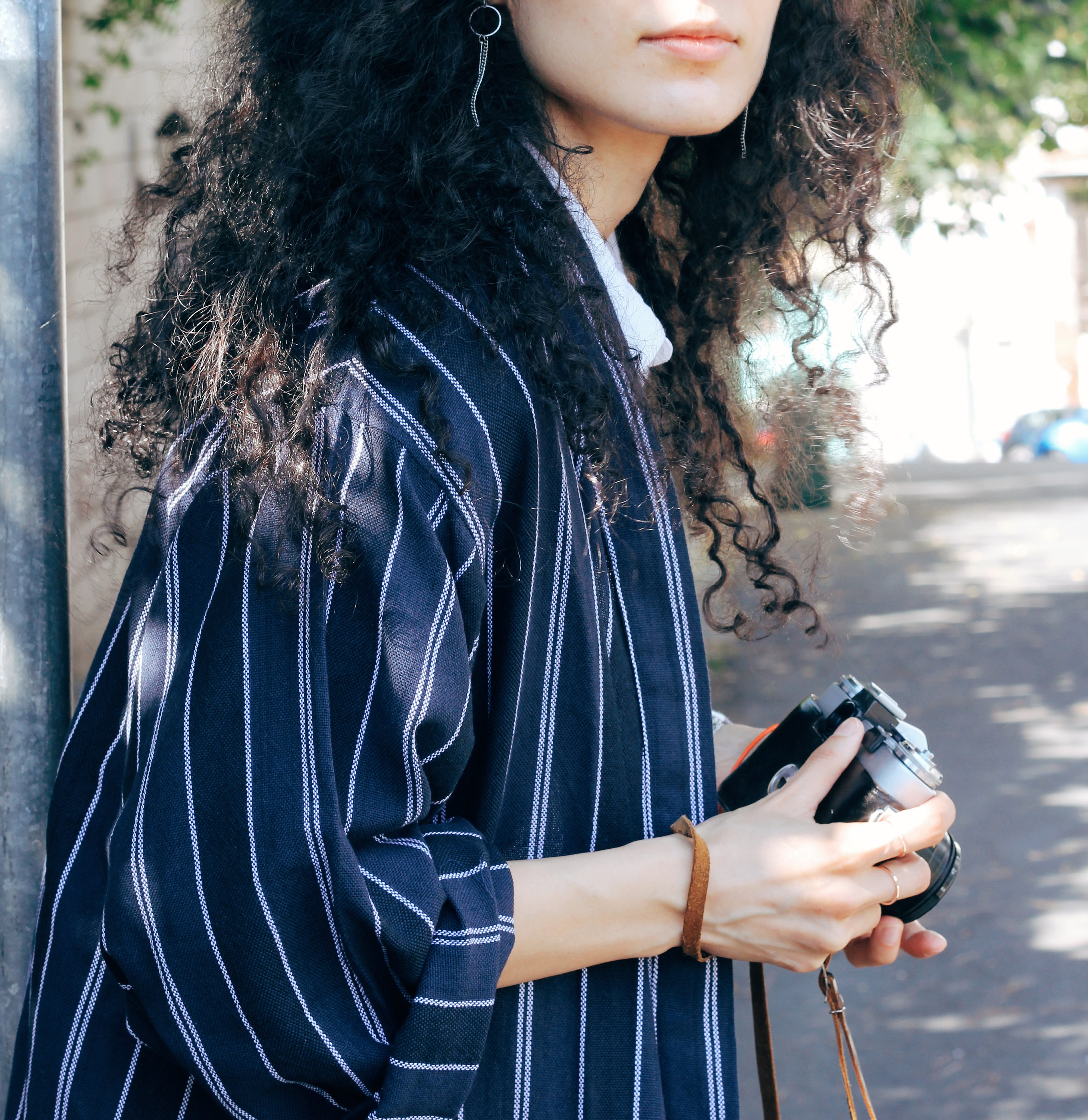CLEARANCE-Navy Linen Cotton Kimono Robe, Lightweight Cardigan, Dark Blue Stripe Loungewear, Unisex House Wear,Boho Gift Set,Boho Duster Coat