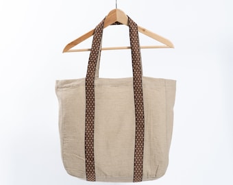 Sac fourre-tout artisanal en lin, sac de plage en lin naturel, sac à main en lin, sac de courses fait main, sac fourre-tout bio, cadeau de Noël