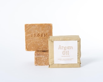 Handmade Argan Oil Soap Bar - Fragrance Free and Essential Oil Free - Gentle Face and Body Cleanser - Turkish Artisan Soap