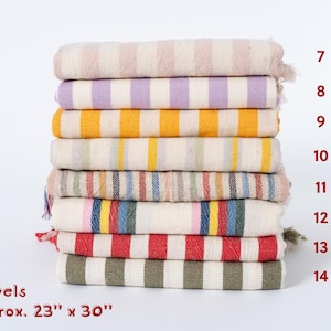 Ensemble de serviettes turc à personnaliser, essuie-mains en lin et coton, torchon coloré, torchon à rayures, essuie-mains léger, essuie-mains turc image 4