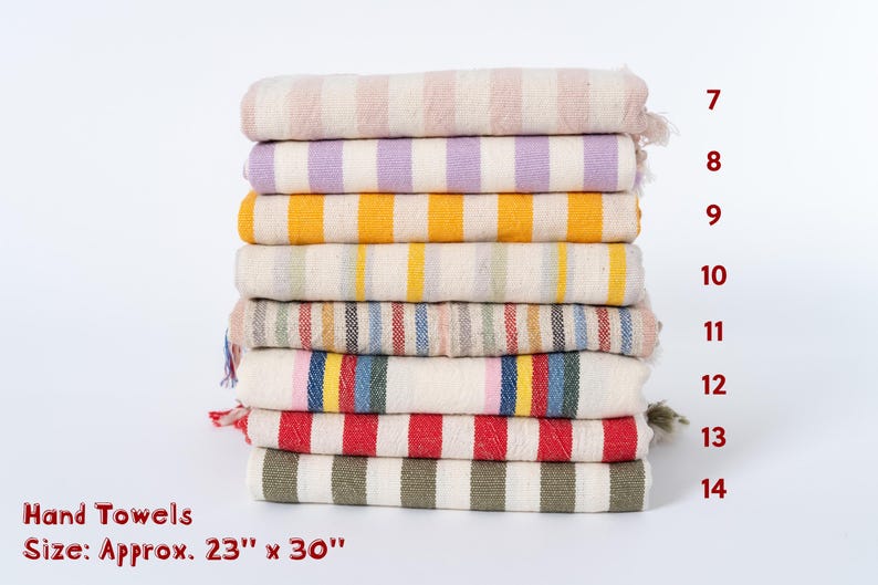 Ensemble de serviettes turc à personnaliser, essuie-mains en lin et coton, torchon coloré, torchon à rayures, essuie-mains léger, essuie-mains turc image 4