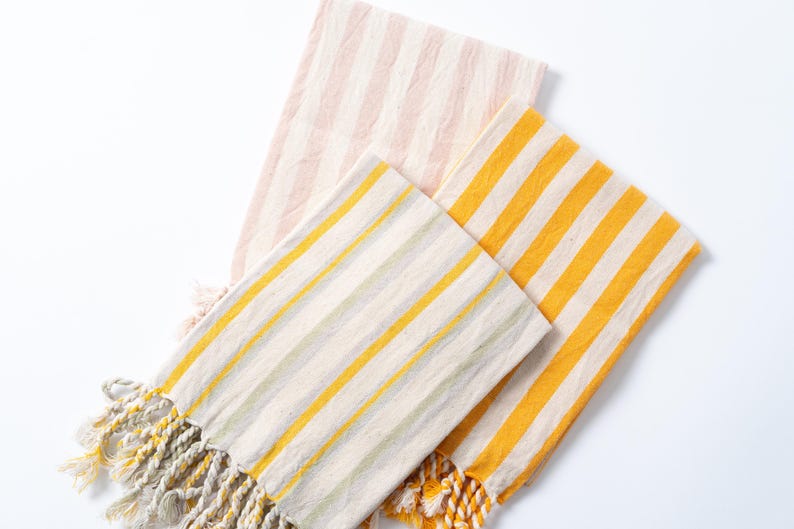 Ensemble de serviettes turc à personnaliser, essuie-mains en lin et coton, torchon coloré, torchon à rayures, essuie-mains léger, essuie-mains turc image 7