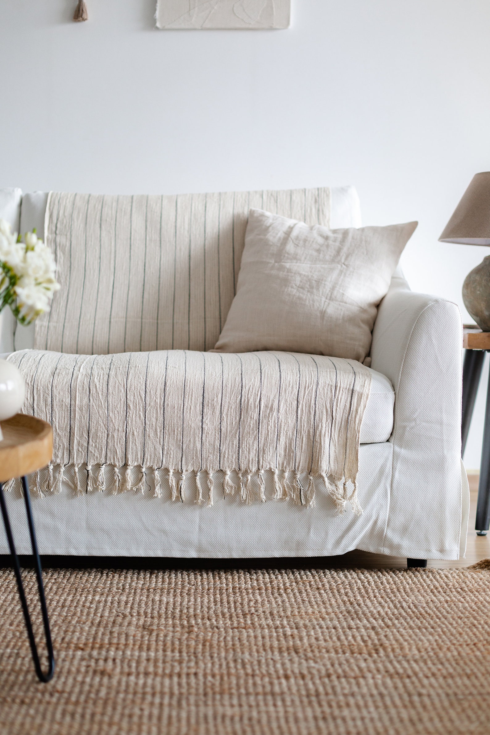 Boho Picnic Blanket Striped Beach Towel Black Striped Throw Etsy UK