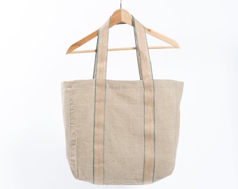 Linen Handcrafted Shoulder Bag, Natural Linen Tote Bag, Linen Large Bag, Handmade Shopping Bag, Organic Tote Bag, Christmas Gift