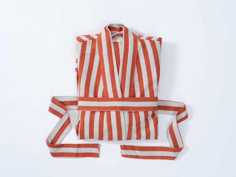 Red Striped Robe Clearance-bohemian Lightweight Bathrobe, Red Stripe Robe, Boho Gift Set ...