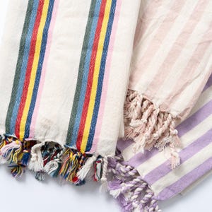 Ensemble de serviettes turc à personnaliser, essuie-mains en lin et coton, torchon coloré, torchon à rayures, essuie-mains léger, essuie-mains turc image 6