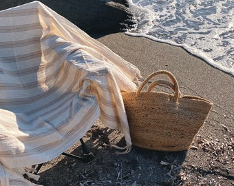 Strofinaccio naturale, strofinacci a righe beige, tessuto morbido di cotone e lino, asciugamano da cucina, set di asciugamani da bagno e da capelli ad asciugatura rapida, regali per chef