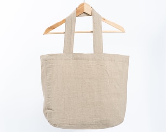 Linen Handmade Tote Bag, Organic Linen Beach Bag, Linen Shoulder Bag, Hand Crafted Shopping Bag, Organic Tote Bag, Birthday Gift