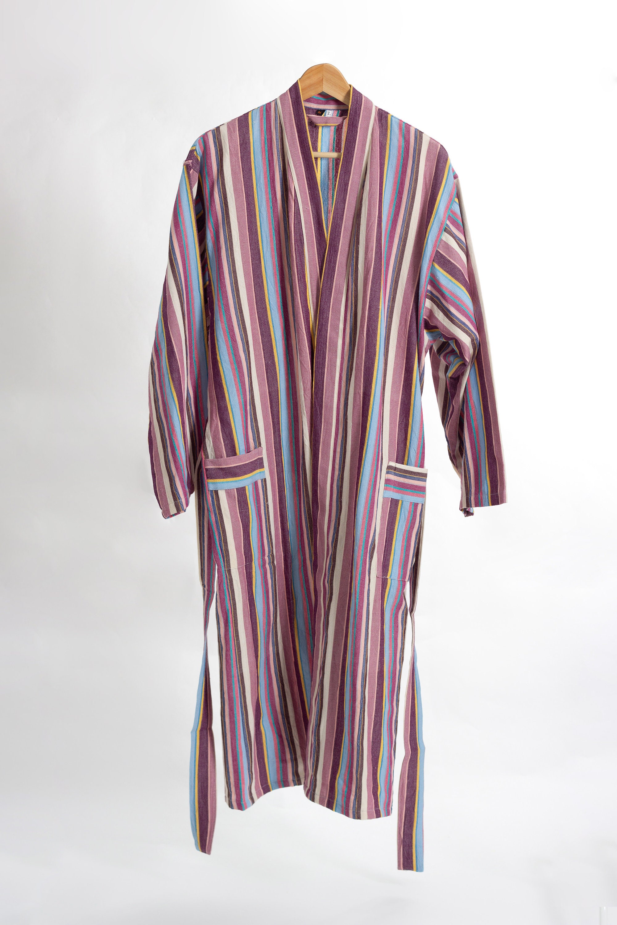 Lightweight Purple Bathrobe Thick Striped Cotton Loungewear Etsy