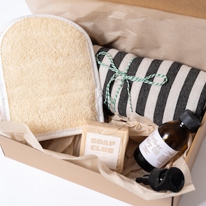 Türkisches Handtuch Spa-Set, Hamam-Geschenkset, Selbstpflege-Geschenkbox, %100 Natürliche Seife und Körperöl-Set, Weihnachtsgeschenkset, Mom Baby Essentials Kit