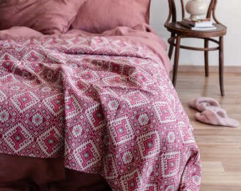 Oversized Indian Bedspread, Cotton Sofa Throw Blanket, Unique Boho Travel Throw for Summer, Beach Throw, Unique Wedding Preparation Gifts