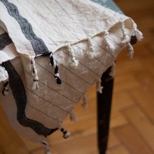 Black Striped Ivory Linen Cotton Hand Towels, Bohemian Kitchen Tea Towel, Neutral Handwoven Peshkir, Zero Waste Housewarming Christmas Gift