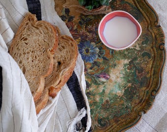 Essuie-mains en lin et coton à rayures noires, torchon de cuisine bohème, peshkir neutre tissé à la main, cadeau de Noël de pendaison de crémaillère zéro déchet