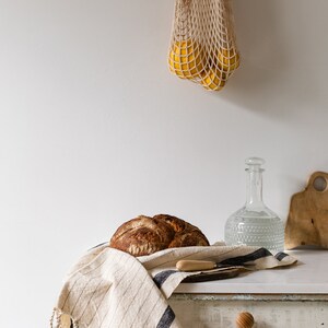 Black Striped Ivory Linen Cotton Hand Towels, Bohemian Kitchen Tea Towel, Neutral Handwoven Peshkir, Zero Waste Housewarming Christmas Gift