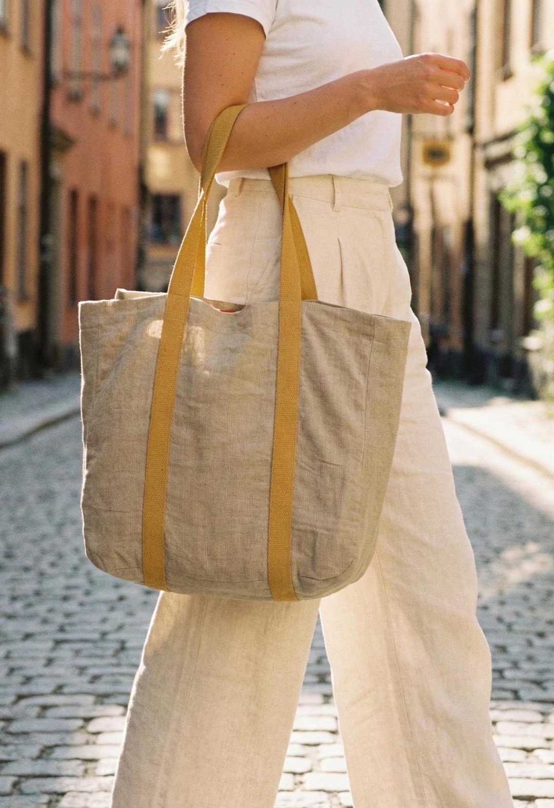 Linen Purse Clearance-linen Handcrafted Tote Bag, Organic Linen Beach Bag, Linen ...