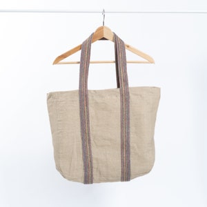 Linen Handcrafted Tote Bag, Natural Linen Beach Bag, Linen Shoulder Bag, Handmade Shopping Bag, Eco-friendly Tote Bag, Christmas Gift