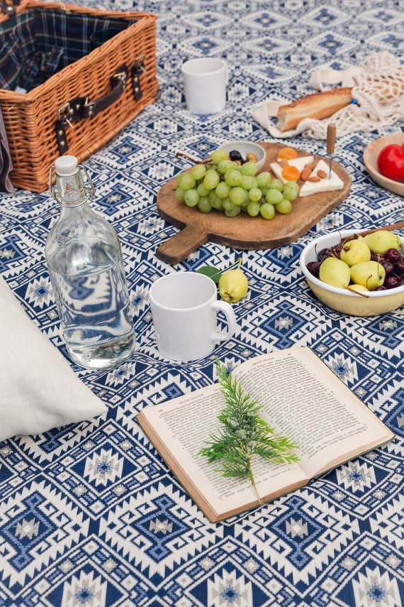 CLEARANCE-Übergroße Baumwolldecke, Türkische Decke, Senf-Picknickwurf, Kelim-Muster Tischdecke, Bunte Tagesdecke, Housewarminggeschenk