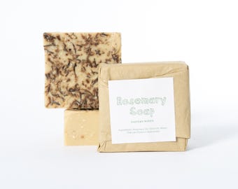 Handmade Rosemary Soap Bar – Olive Oil + Dried Rosemary Leaf – Unscented (No Essential Oils) – Natural Face & Body Soap–Turkish Artisan Soap