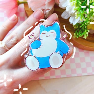 Sleepy accessory grips - Snorlax fairy poke acrylic phone accessory, Kawaii gift, Gamer gift