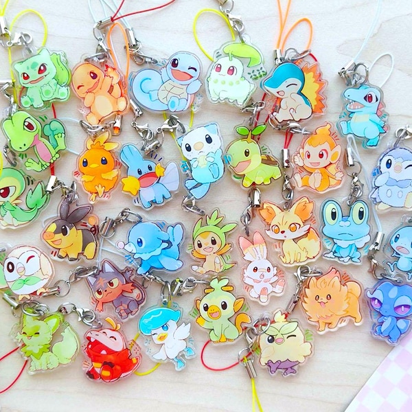 Poké starters charm set gen 1 - 10  |  Mini charms  | Binder phone accessory