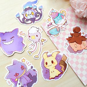 Poke matt vinyl stickers | Ghost die cut sticker | Kawaii gift | Gamer gift