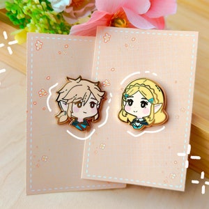 BOTW Zelda - Link +Zelda Chibi enamel pins