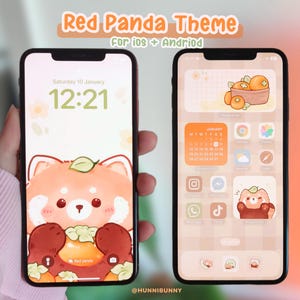 Red panda | Ipad iOS & Android App Icons | wallpaper | widgets | kawaii (Digital download)