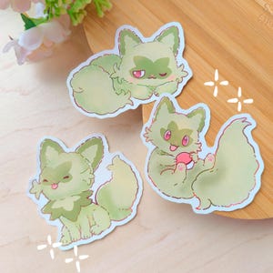 Poke matt vinyl stickers | Sprigatito die cut sticker | Kawaii gift | Gamer gift