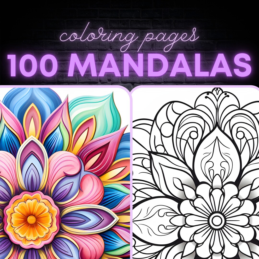 Mandalas Printable Coloring Book Digital File With 100 Pages To Color