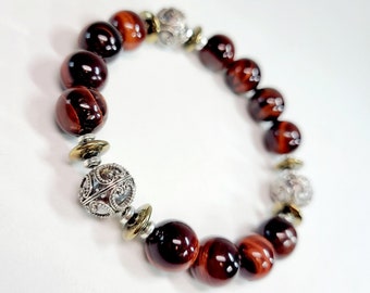 Red Tiger Eye with Sterling Silver Bali features