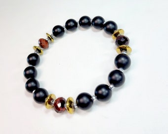 Black Onyx with Faceted Red Tiger's Eye features