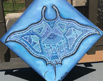 Manta Ray Acrylic Stippling Painting "Smooth Glider"