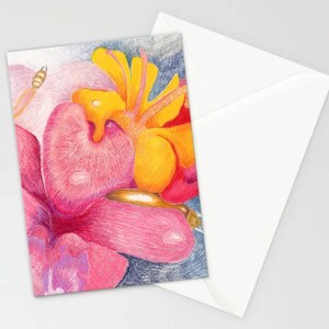 Pink Orchid - Beautiful Stationary Cards Created From Original Artwork by Portland Oregon Artist Paulette Holley
