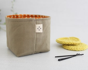 mini organizing basket, upcycled fabric, handmade and sustainable