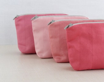 upcycled fabric coin purse with inside pocket, handmade and sustainable - pink